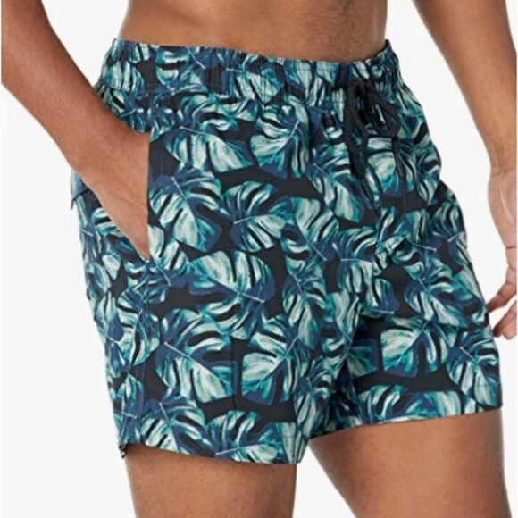 Men's 5" Swim Trunk, Black, Palm Leaf Size XXL - Picture 3 of 6